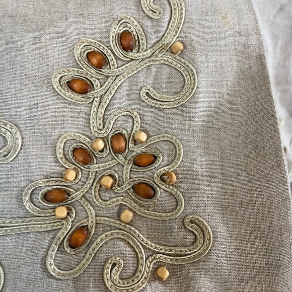 Jessica Howard Coastal Linen Beaded Skirt Set 16 Tan Floral Boho Western Neutral - Picture 5 of 16